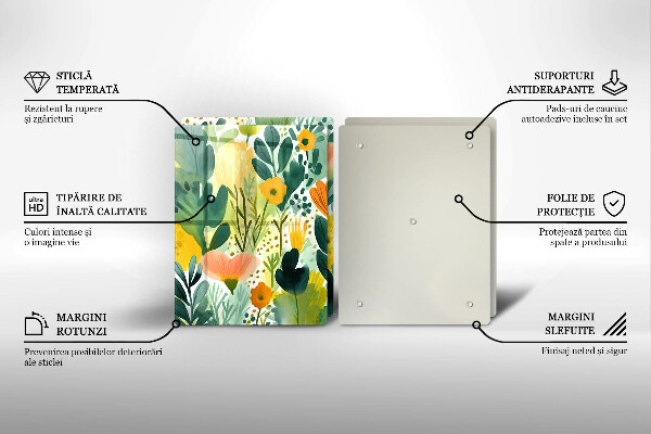 Skärbräda glas Målade blommor