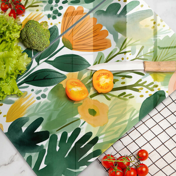 Skärbräda glas Målade blommor