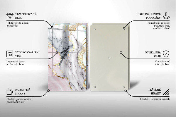 Skärbräda glas Pastell marmor