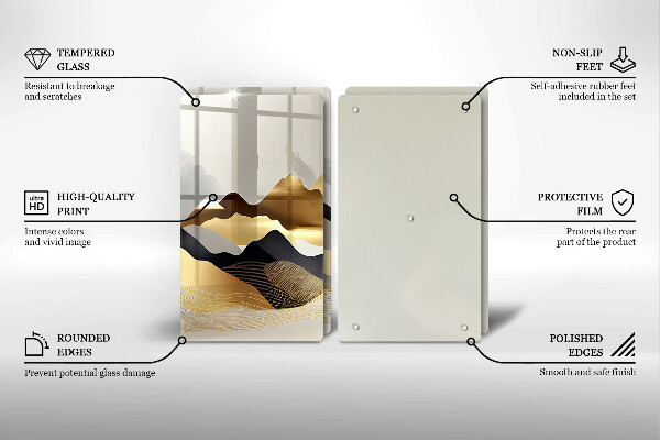 Skärbräda glas Abstrakta gyllene berg