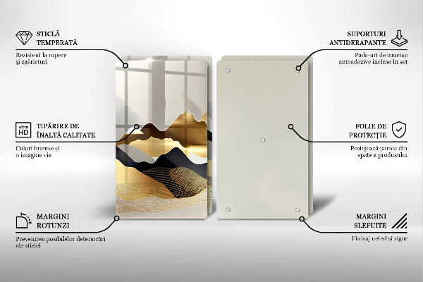 Skärbräda glas Abstrakta gyllene berg