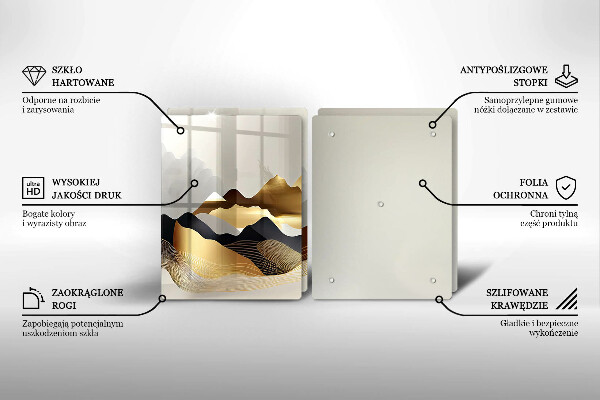 Skärbräda glas Abstrakta gyllene berg