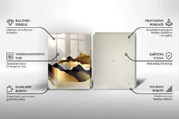 Skärbräda glas Abstrakta gyllene berg