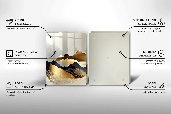 Skärbräda glas Abstrakta gyllene berg