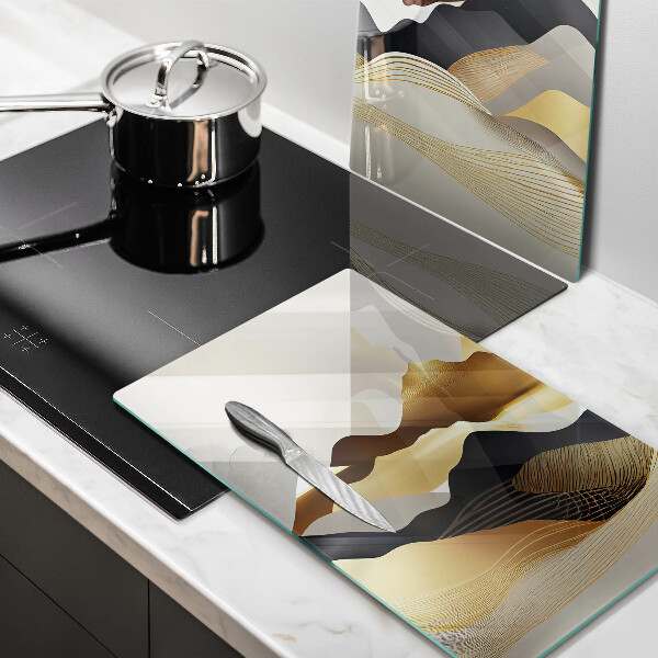 Skärbräda glas Abstrakta gyllene berg