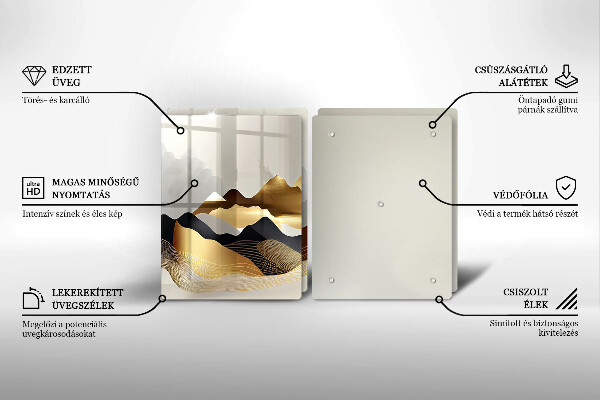 Skärbräda glas Abstrakta gyllene berg