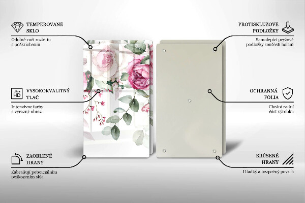 Skärbräda glas Akvarell rosor