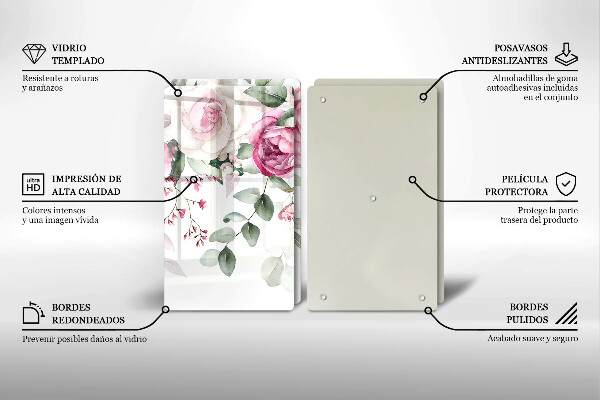 Skärbräda glas Akvarell rosor