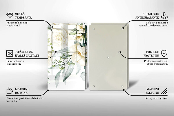 Skärbräda glas Akvarell blommor