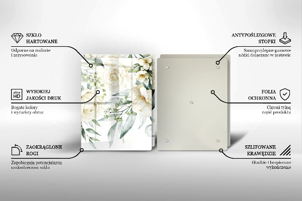 Skärbräda glas Akvarell blommor