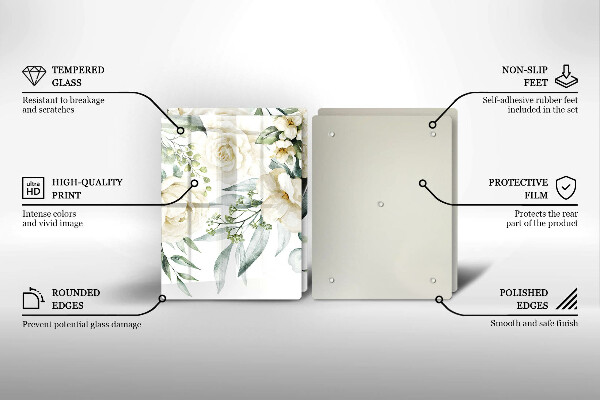 Skärbräda glas Akvarell blommor