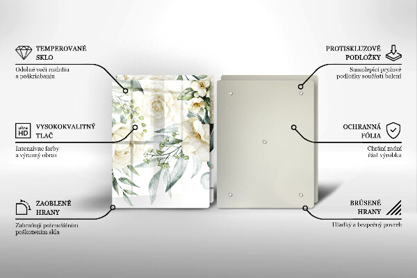 Skärbräda glas Akvarell blommor