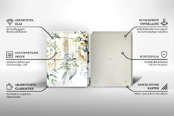 Skärbräda glas Akvarell blommor