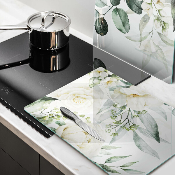 Skärbräda glas Akvarell blommor