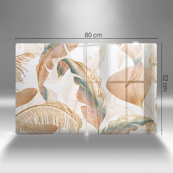 Skärbräda glas Boho fjädrar och löv