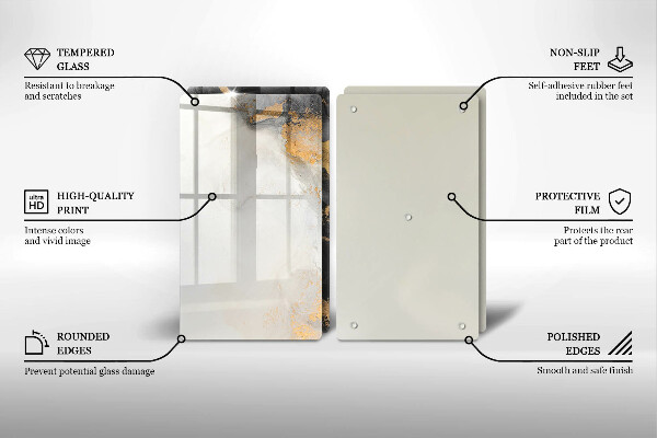 Skärbräda glas Abstraktion med guld