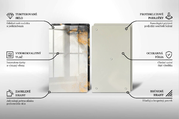 Skärbräda glas Abstraktion med guld