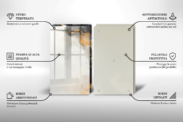 Skärbräda glas Abstraktion med guld