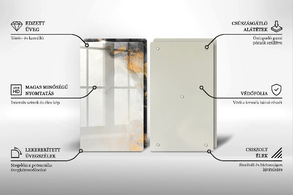 Skärbräda glas Abstraktion med guld