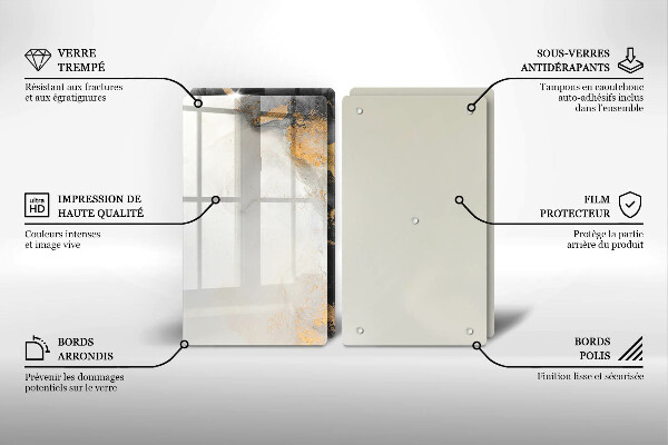 Skärbräda glas Abstraktion med guld