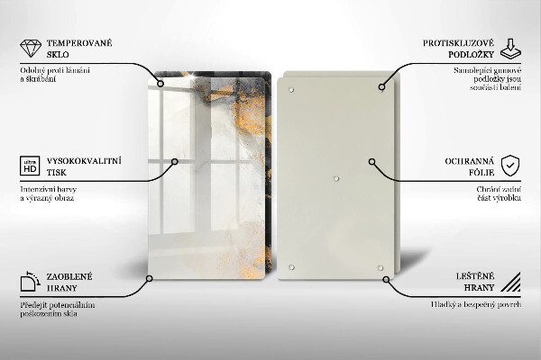 Skärbräda glas Abstraktion med guld