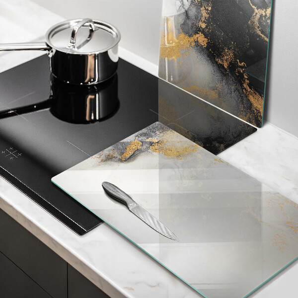 Skärbräda glas Abstraktion med guld