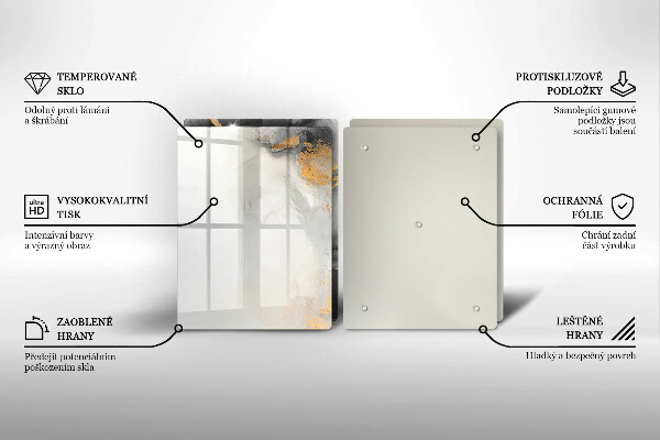 Skärbräda glas Abstraktion med guld