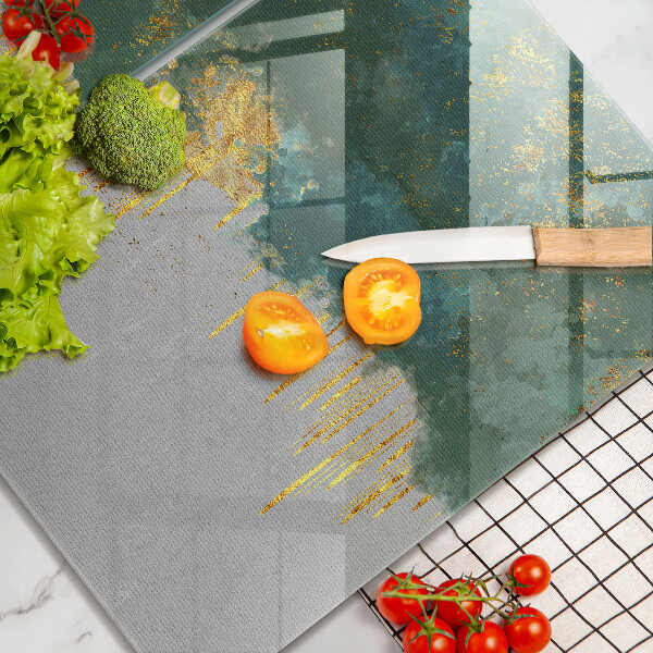 Skärbräda glas Abstraktion med guld