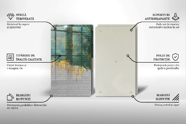 Skärbräda glas Abstraktion med guld
