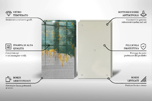 Skärbräda glas Abstraktion med guld