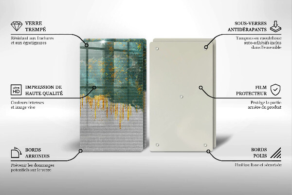 Skärbräda glas Abstraktion med guld