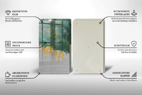Skärbräda glas Abstraktion med guld