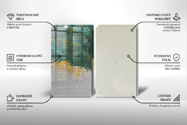 Skärbräda glas Abstraktion med guld