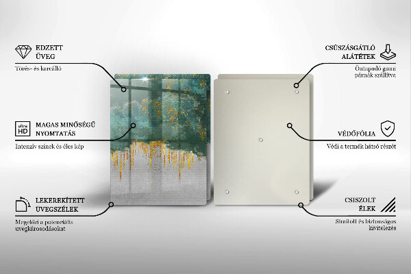 Skärbräda glas Abstraktion med guld