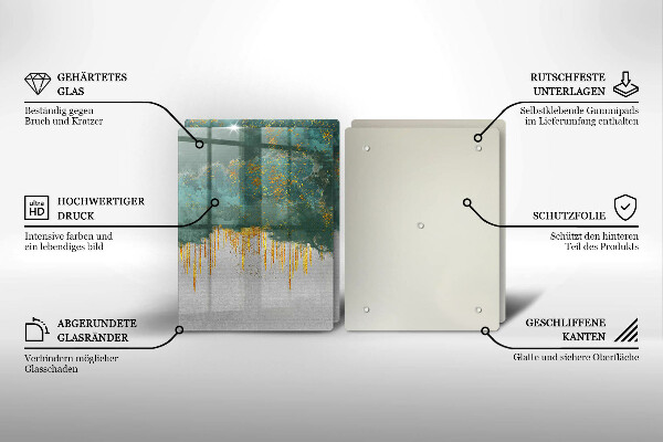 Skärbräda glas Abstraktion med guld