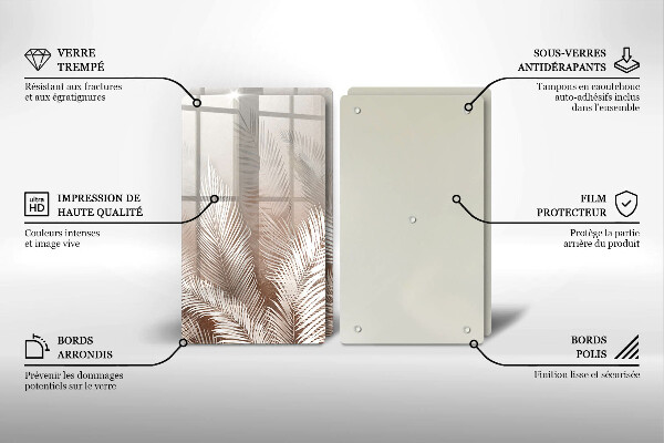 Skärbräda glas Boho lämnar växter