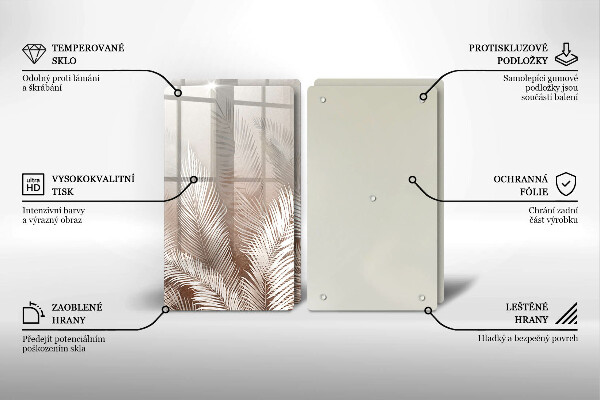 Skärbräda glas Boho lämnar växter