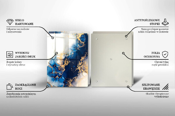 Skärbräda glas Abstraktion med blått