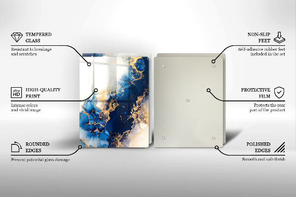 Skärbräda glas Abstraktion med blått