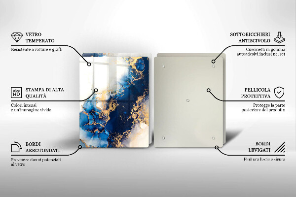 Skärbräda glas Abstraktion med blått
