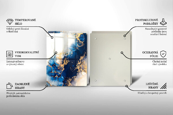 Skärbräda glas Abstraktion med blått