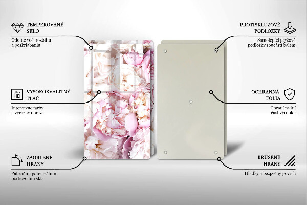 Skärbräda glas Bukett pioner