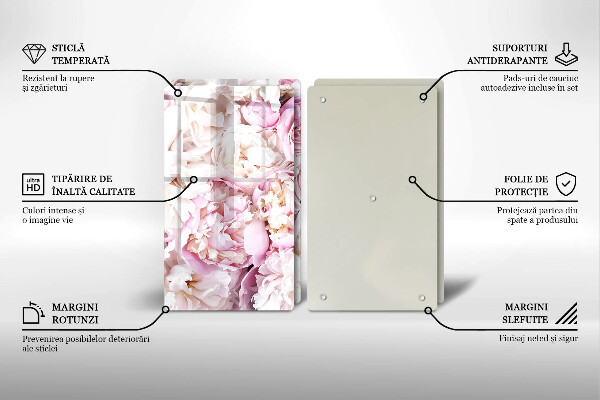 Skärbräda glas Bukett pioner