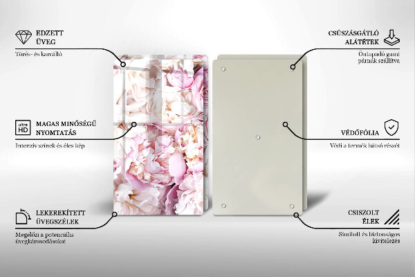 Skärbräda glas Bukett pioner