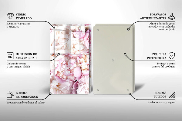 Skärbräda glas Bukett pioner