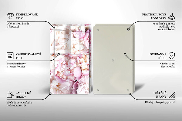 Skärbräda glas Bukett pioner