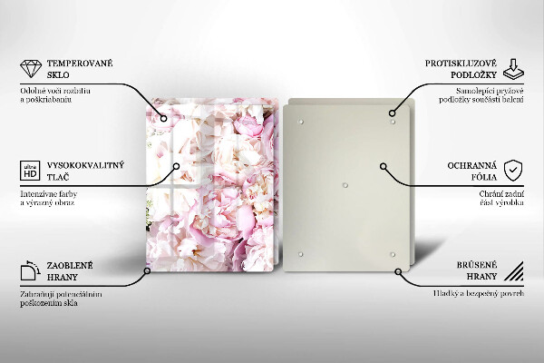 Skärbräda glas Bukett pioner