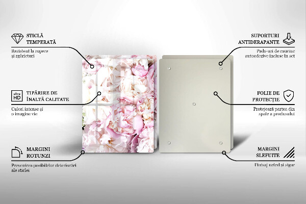 Skärbräda glas Bukett pioner