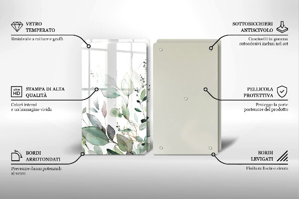 Skärbräda glas Akvarellväxter