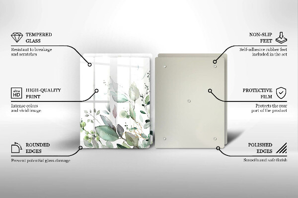 Skärbräda glas Akvarellväxter